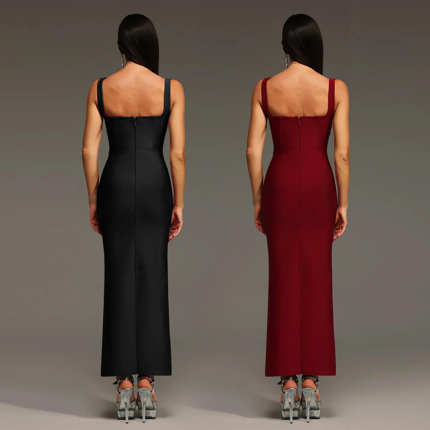 C7657 cross-border AliExpress Amazon Europa y América moda moda moda femenina temperamento elegante correa de hombro de perforación caliente vestido de espalda descubierta image 3