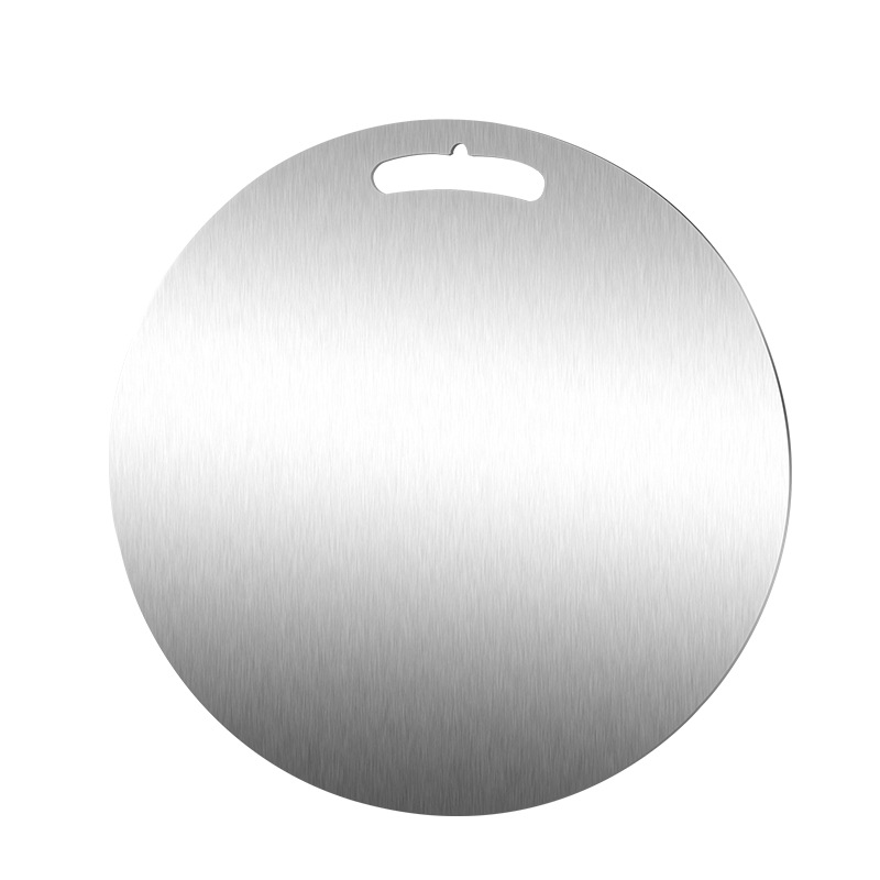 Tabla de cortar de acero inoxidable antibacteriano de doble cara, bordes y bordes anti-corte, fácil de limpiar, tabla de cortar sin olor, tabla de cortar redonda a prueba de moho