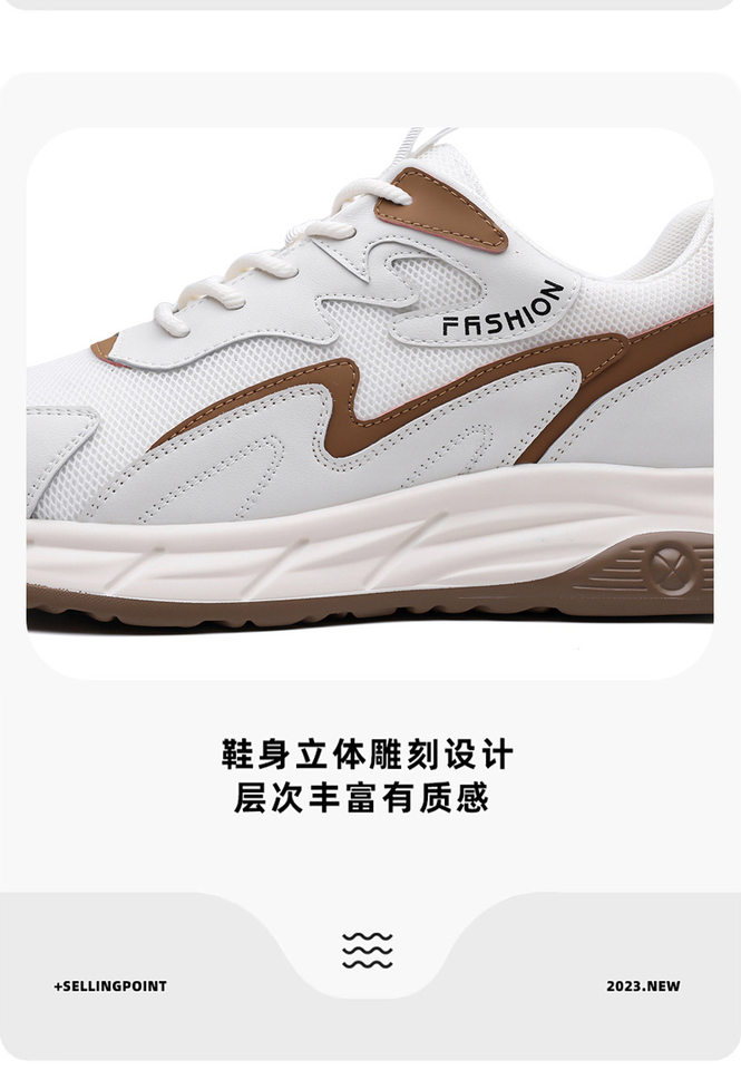 Giày thể thao nam da thật thoáng khí đế mềm, giày sneaker casual chạy bộ ngoài trời, gót 3-5 cm — HA8805 màu trắng, HA8805 màu đen chi tiết 7