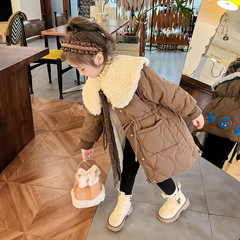 2023 New Style Girls' Winter Cotton Coat: Chic Western-Style Winter Jacket, Fleece-Lined & Thickened Cotton Padded Coat for Kids and Babies