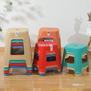 Thickened Bench Plastic Stool Household Dining Table Stool Simple Square Stool Rental Room High Stool Non-slip Adult Durable Low Stool