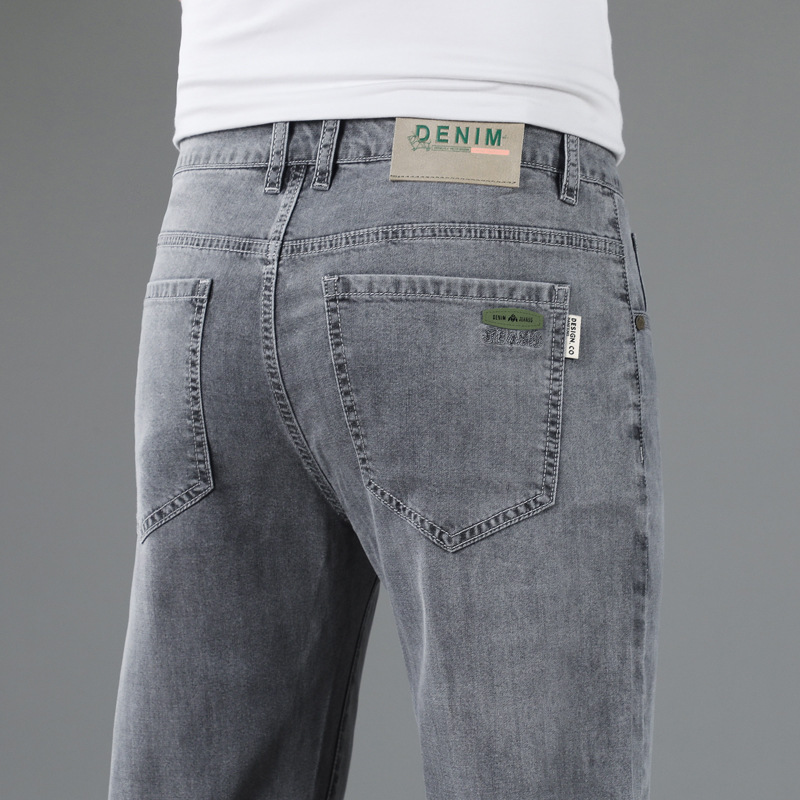 Ice Silk Ultra-Thin Jeans Men's High Waist Loose Straight Stretch Business Tencel Thin Soft and Comfortable Men's Pants Ice Silk Ultra-Thin Jeans Men's High Waist Loose Straight Stretch Business Tencel Thin Soft and Comfortable Men's Pants
