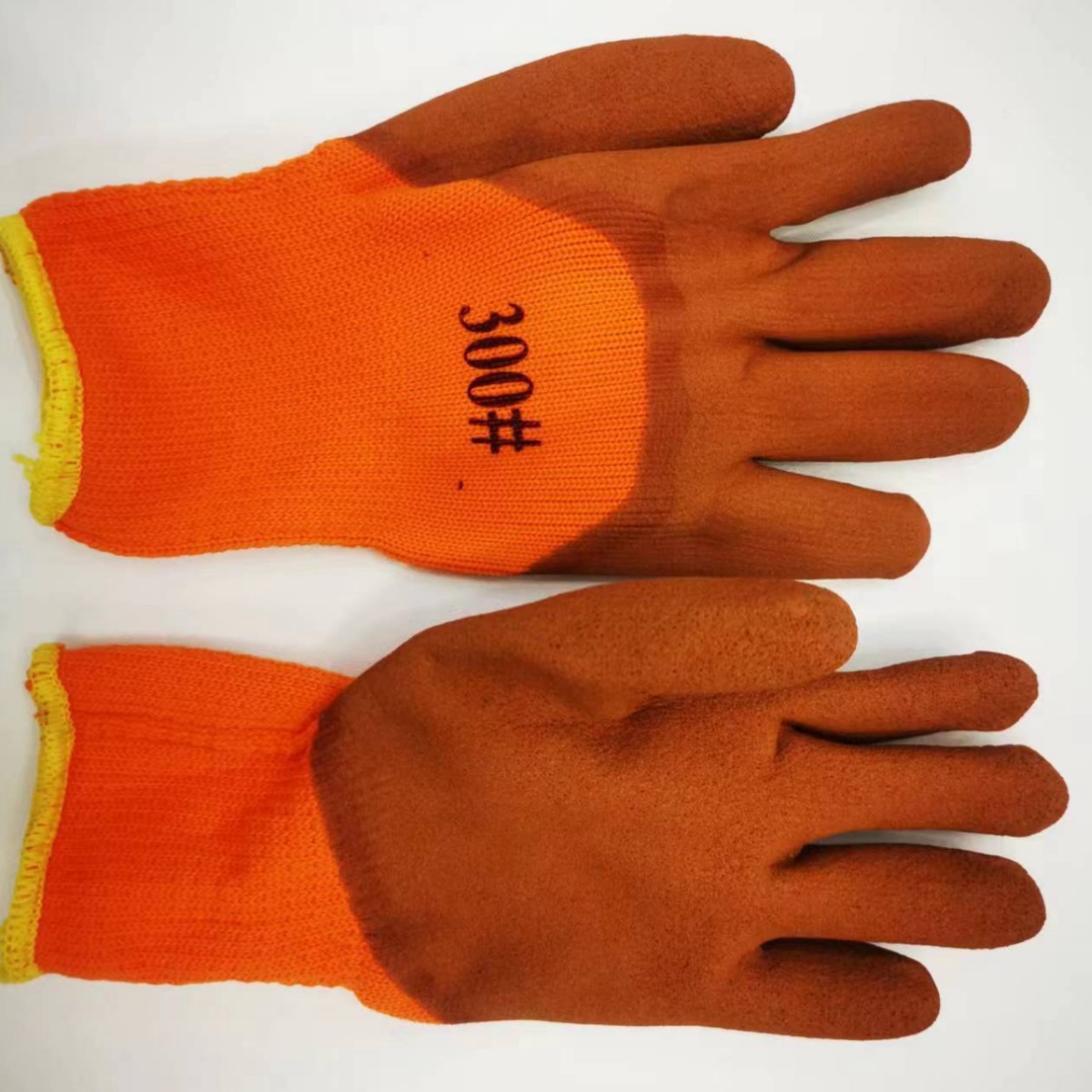 毛圈发泡保暖乳胶手套 毛圈发泡加强指劳保手套加厚保暖防护手套