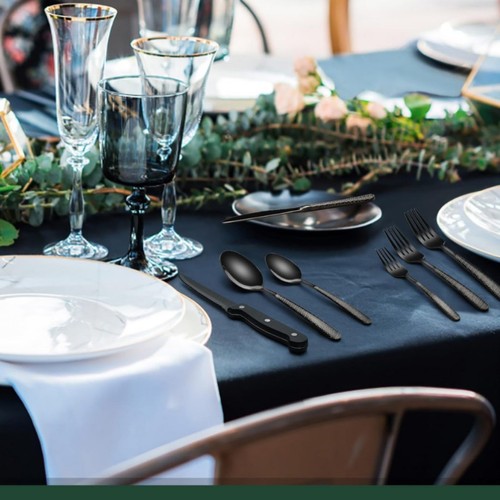 Stainless steel tableware set with steak knife, mirror polished, dishwasher safe