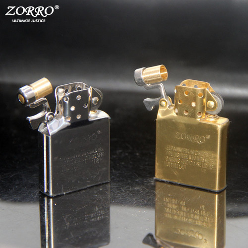 ZORRO lighters use various movements, white steel liner, original copper liner, copper knurled liner, narrow liner