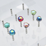 F136钛合金镀膜极光色三爪锆石圆珠舌钉耳唇钉幻彩穿刺饰品替换头