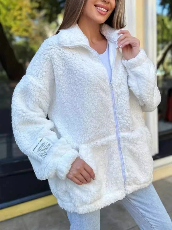 2025新品爆款欧美亚马逊冬季跨境热卖开衫夹克外套时尚毛绒衫女装|undefined