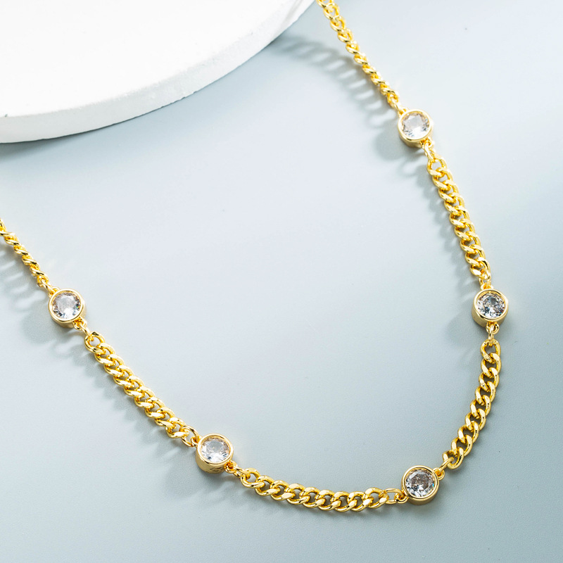 wholesale jewelry copper goldplated inlaid zircon necklace Nihaojewelrypicture2