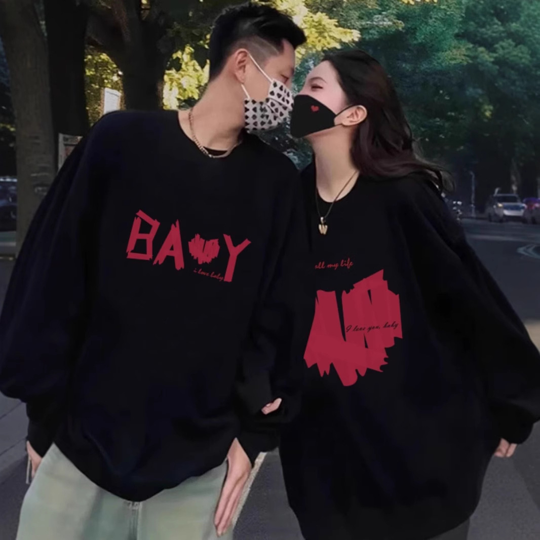 고급 감각 DISOO 독특한 커플 원피스 스웨트 셔츠 2024 새로운 가을과 겨울 패션 브랜드 라운드 넥 느슨한 긴 소매 재킷