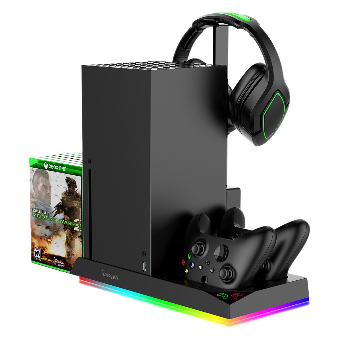 Xbox seriesx juego anfitrión refrigeración base doble mango cargador con luz indicadora auriculares soporte plato rack