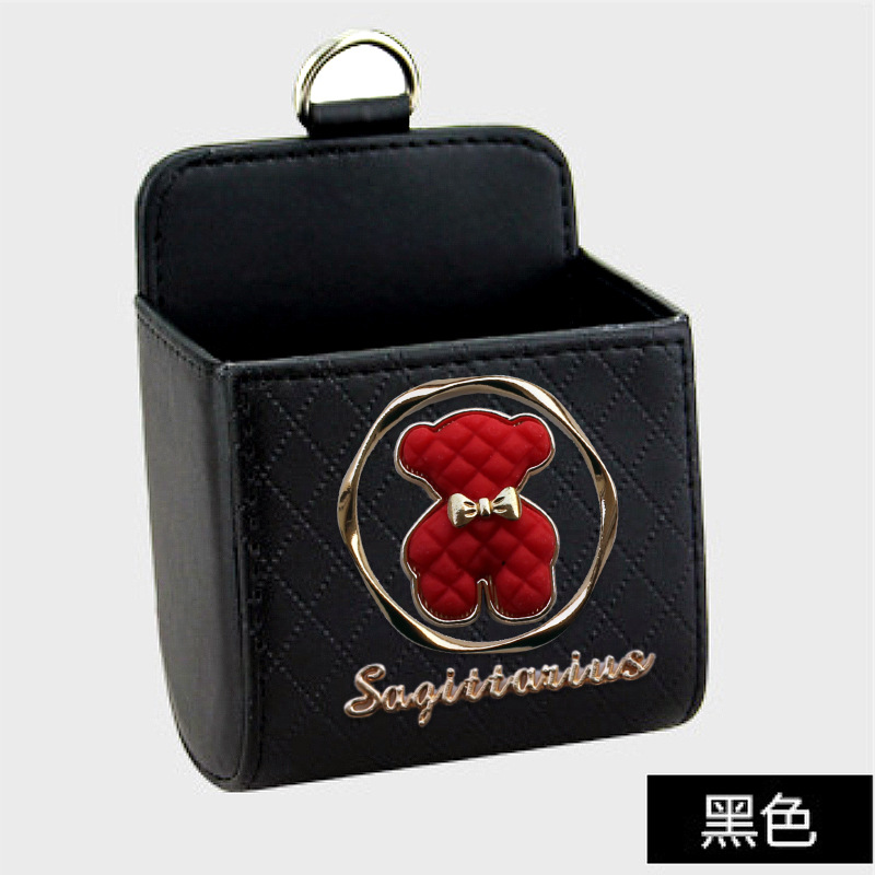 Bolsa de almacenamiento de salida de aire del automóvil bolsas de colgar de teléfonos móviles creativas de metal osos pequeños cajas de almacenamiento de artículos de automóvil almacenamiento de suspensión