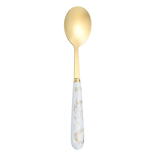 Manufacturer wholesale ins internet celebrity creative stainless steel spoon imitation ceramic handle household dessert soup rice spoon gift box set