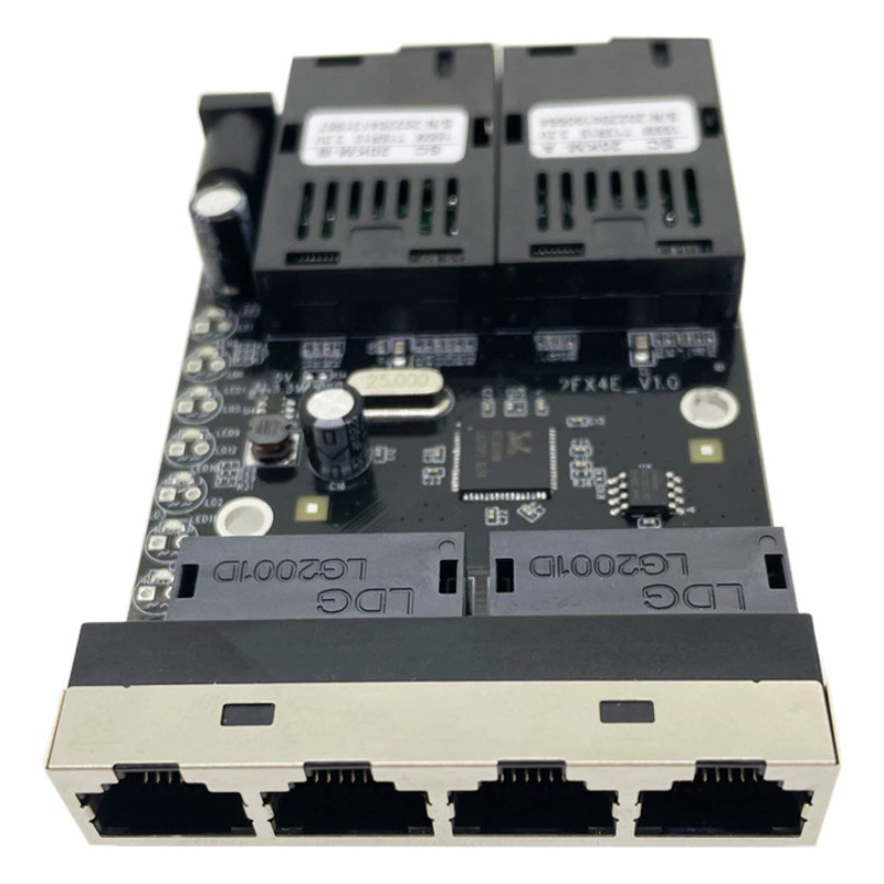 Волоконно-оптический приемопередатчик материнская плата переключателя оптического волокна 100 м 2 света 4 электричества 2 100 м оптических порта 4 100 м сетевых порта высокая скорость