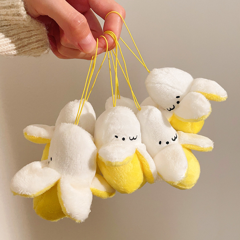 Small Banana Plush Pendant, Peeled Banana Keychain, Bag Accessory, Couple and Best Friend Small Gift Wholesale