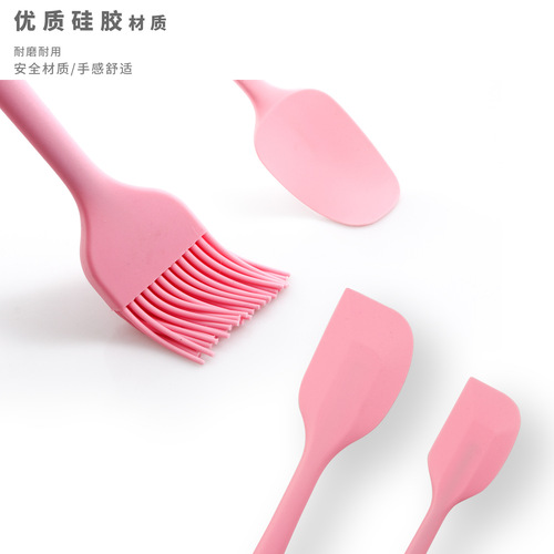 Amazon Hot Selling Silicone Kitchenware Colorful Grain Cream Spatula Six-piece Set Baking Tools Spatula Oil Brush Set