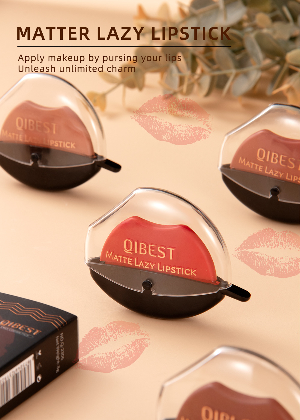 QIBEST Lazy Lip Lipstick is not easy to fade, has a long-lasting matte finish, and does not stick to the rim of the cup. Wholesale details Picture