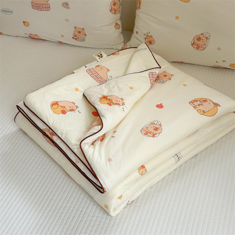 Tejido de algodón, fibra de soja, edredón fresco de verano, edredón fino de verano individual, edredón de aire acondicionado para niños