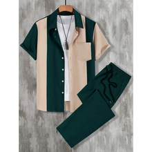 T 46663 Striped Mens Two-piece Set ���ƶ��������װ�羳