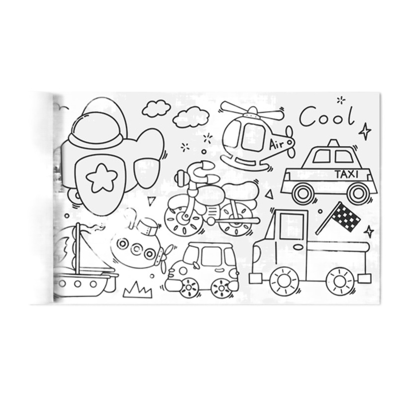 Los niños pegan repetidamente DIY graffiti scroll no sucio pared bebé iluminación juguetes educación temprana para colorear graffiti pintura paño