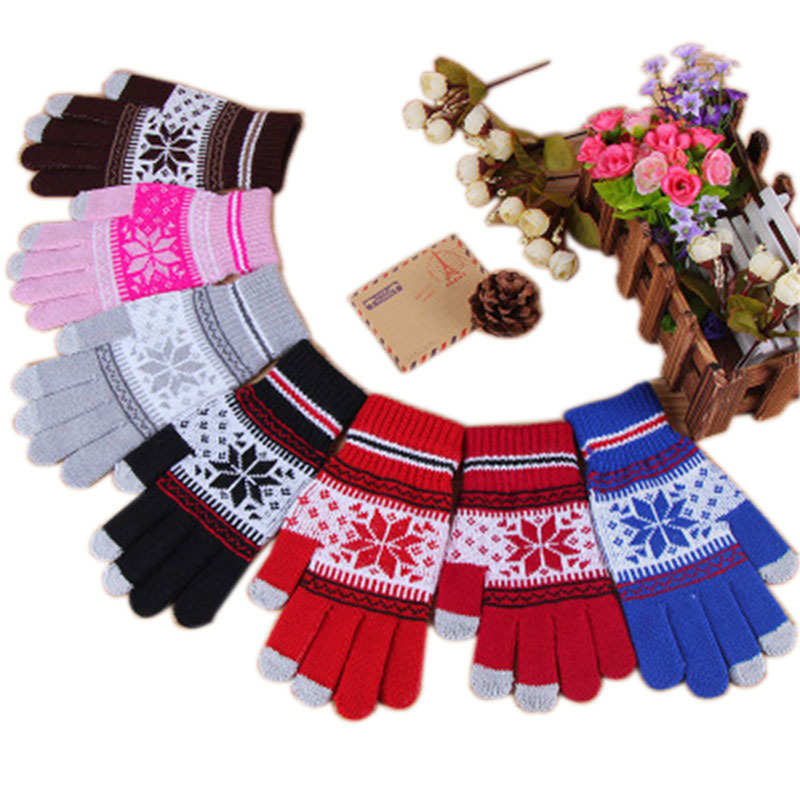 Warm gloves, with snowflakes, wholesale