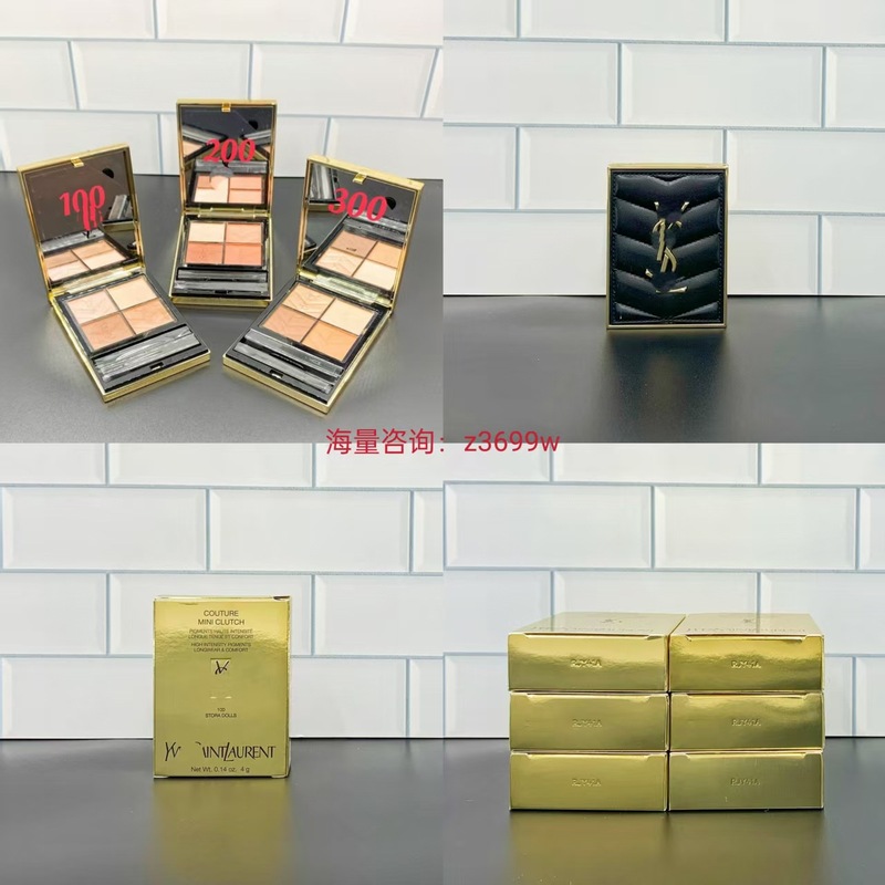 外贸大牌正装圣Y家黑色皮革四色眼影盘100#4g高光修容盘后台提亮|undefined