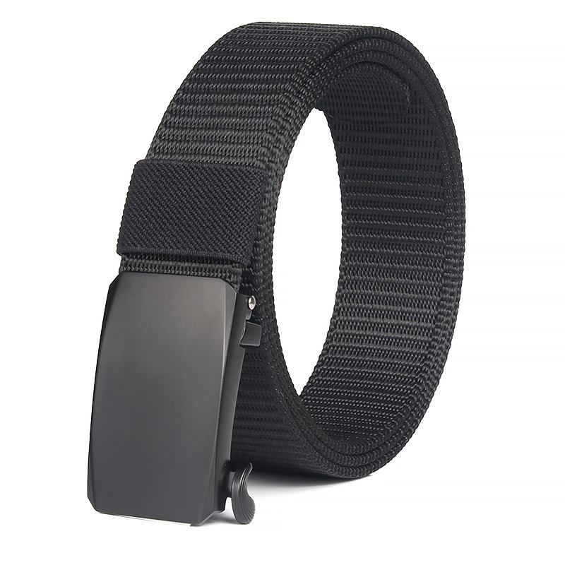 Men's alloy toothless automatic buckle nylon thickened woven belt canvas tactical belt casual fashion all-match