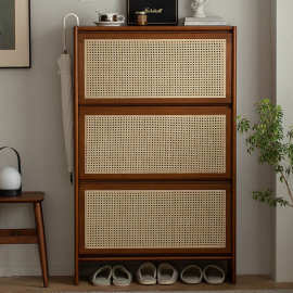 北欧实木鞋柜 家用小户型门厅收纳储物柜家用入户多功能中古玄关