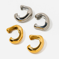 静かなデザイン 18K ゴールドステンレス鋼リベットイヤークリップイヤリングステンレス鋼ジュエリーファッションパーソナライズされた女性のジュエリー