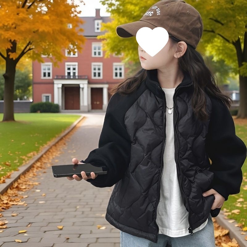儿童轻薄羽绒服新款女童冬季男童拼接中大童鸭绒保暖外套