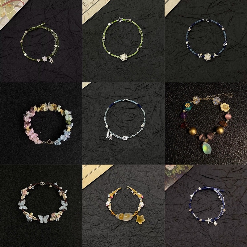 新しい中国風の蓮の星手織りブレスレットニッチ蝶織りブレスレットシンプルなハイエンドアクセサリーブレスレット|undefined