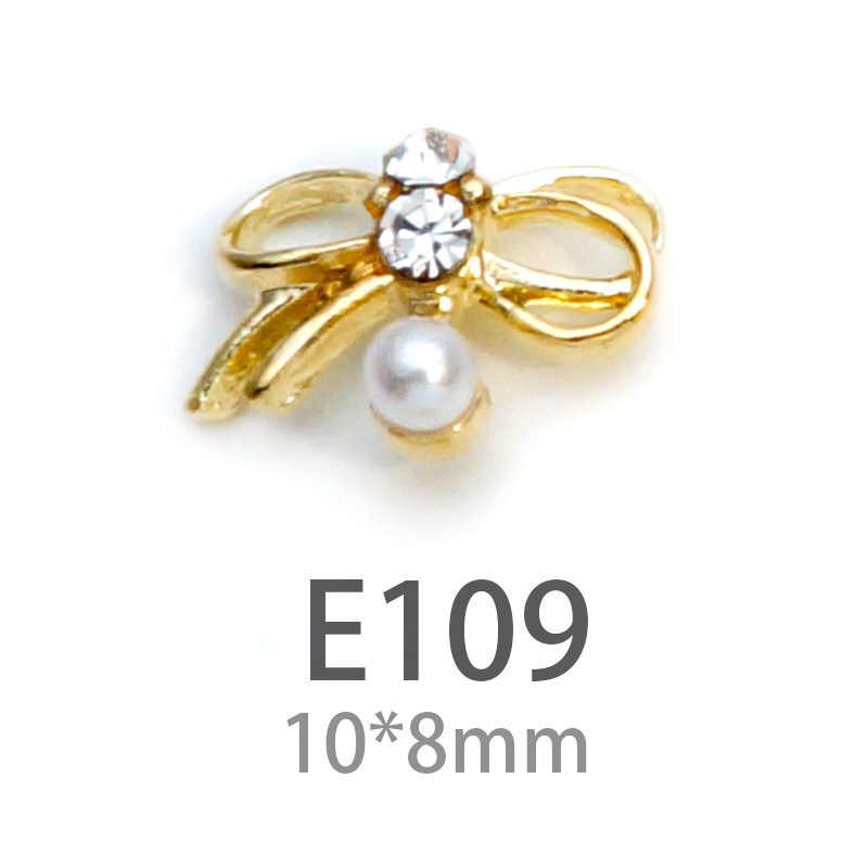 LZ nuevo rojo neto mismo estilo de uñas arco Aleación de uñas joyería arco de uñas de perlas de diamantes fábrica al por mayor