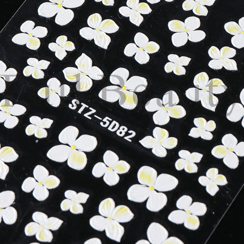 越境新作ネイルステッカーinsレリーフ立体5dツバキ花モクセイ花花花柄ネイルステッカーnail|undefined