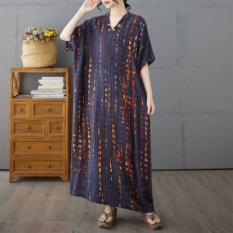 Mid-Length Dress for Women Summer 2025 New Casual Mom Plus Size Fat Cover Belly Slimming Look Draped Skirt