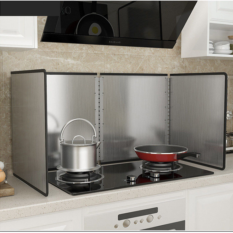 Stainless Steel Oil Baffle Kitchen Cooking Oil Splash Baffle Gas Stove High Temperature Resistant Thickeneded Range Hood Heat Insulation Baffle