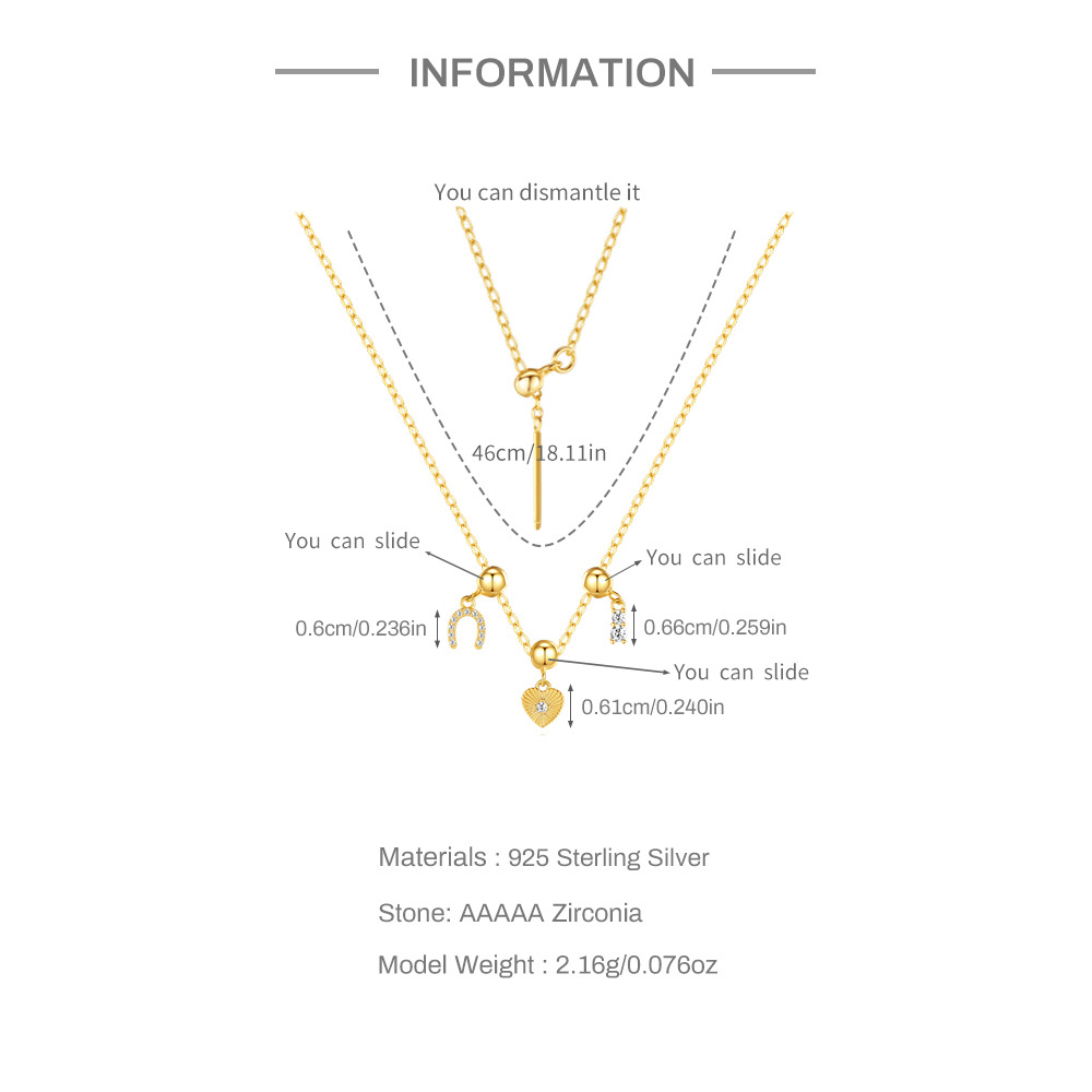Geometric, Heart Shape, Bow Knot Pattern 925 Sterling Silver Turquoise Zircon Cable Chain Plating Geometric Heart Shape Bow Knot Pendant Necklace