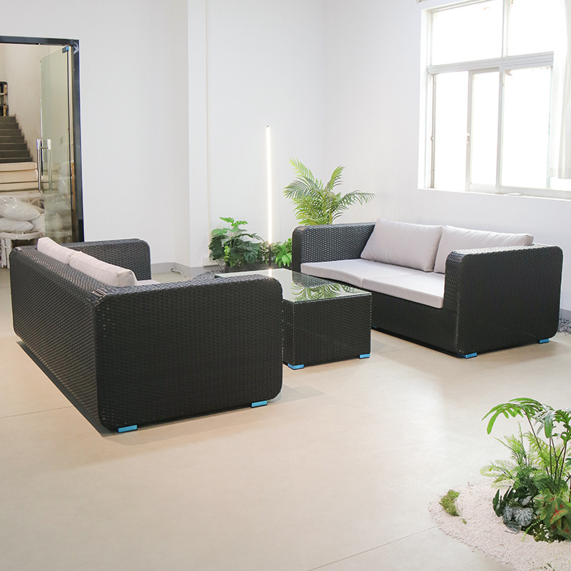 Ocio al aire libre sofá de caña mesa de té combinación villa jardín balcón al aire libre impermeable solar patio muebles residenciales