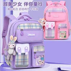 New Sesame Street Baby Student Backpack for Girls, Grades 1-3-6, Lightweight and Large Capacity, Cartoon Style Backpack for Children