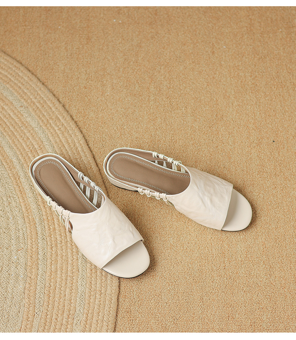 Sandal nữ quai chữ V hở mũi gót thấp mùa hè — đen chi tiết 23