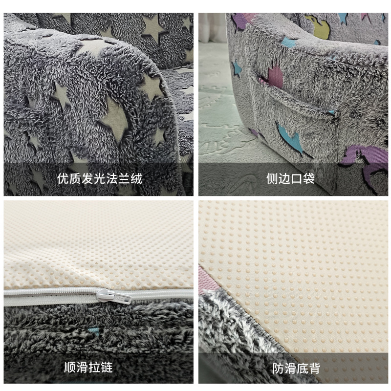 亚马逊爆款夜光儿童沙发可折叠毛绒儿童小沙发真空压缩宝宝沙发床|undefined