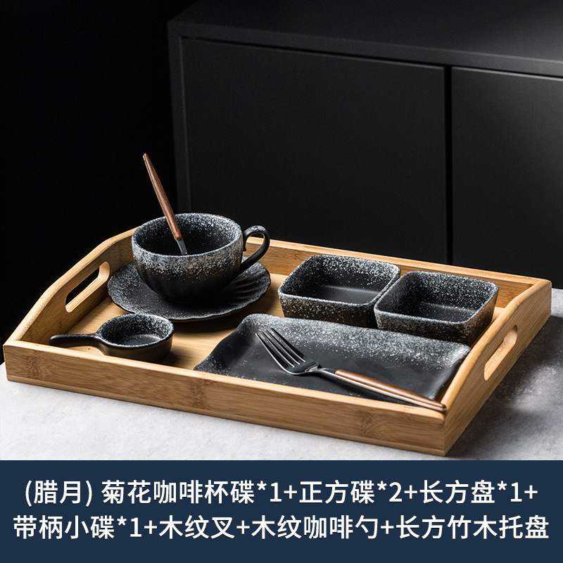 家用下午茶陶瓷餐具套装一人食餐盘带托盘酒店餐厅早餐分格盘套装|undefined