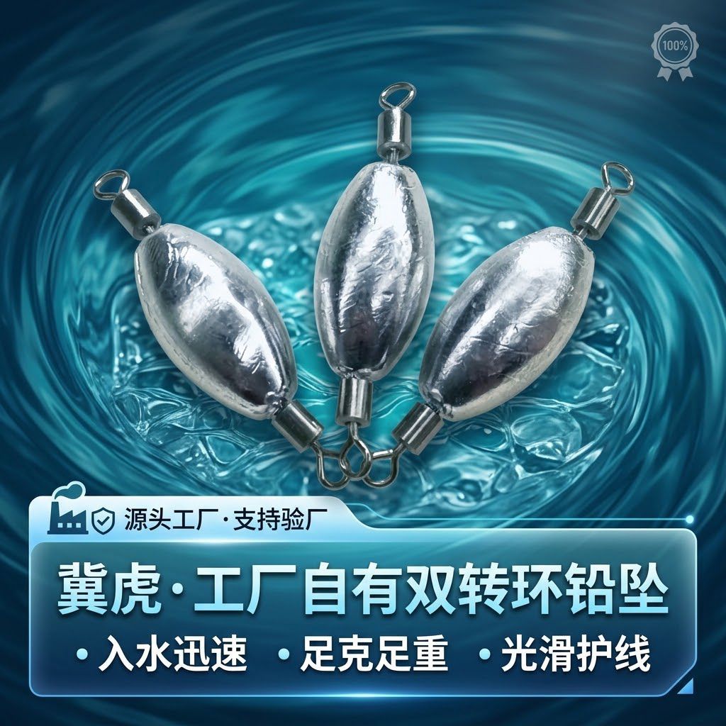 Factory Cross-Border Wholesale Full-Weight Lead Sinker with Double Swivels, Oval Hollow Fishing Sinker, Dual Traditional Fishing Sinker, Multiple Specifications Available, Lead Runner