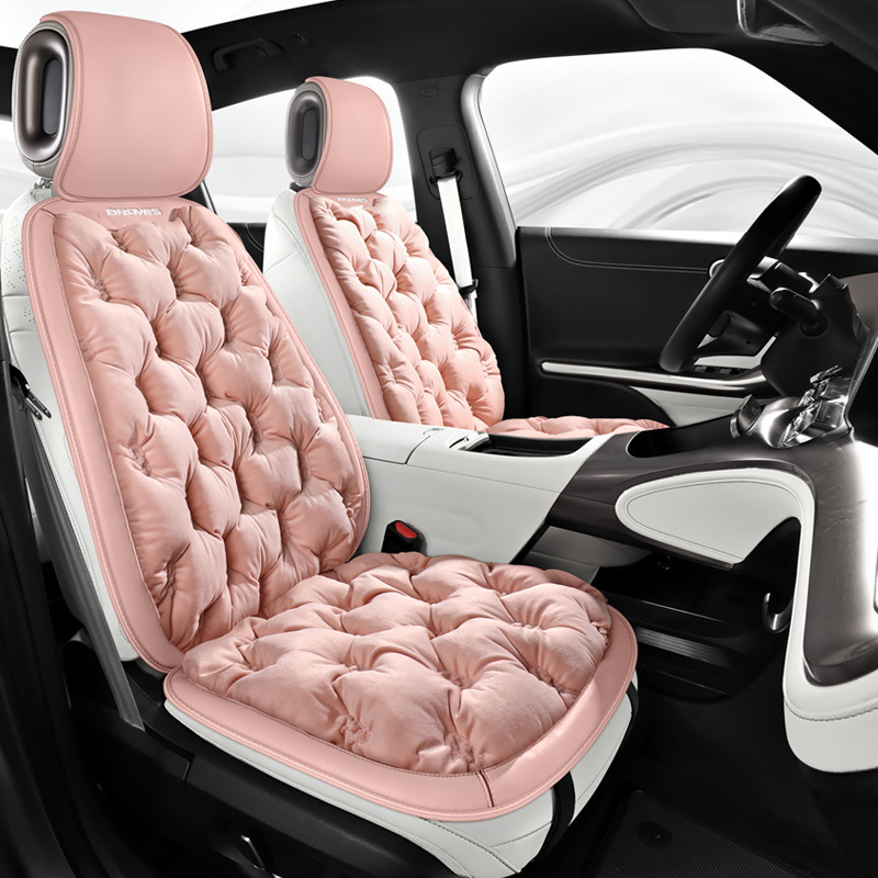 网红女神汽车坐垫冬季毛绒加厚保暖通用座椅垫女士可爱半包车垫子