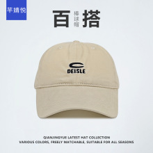 新款美式复古软顶棒球帽女显脸小简约字母韩式休闲细棉鸭舌帽男Y