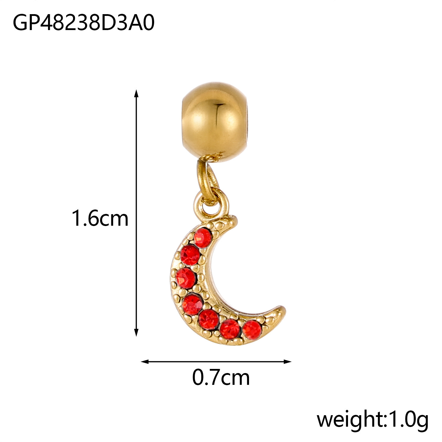 304 Stainless Steel Material 1 Piece 304 Stainless Steel Moon Pendant