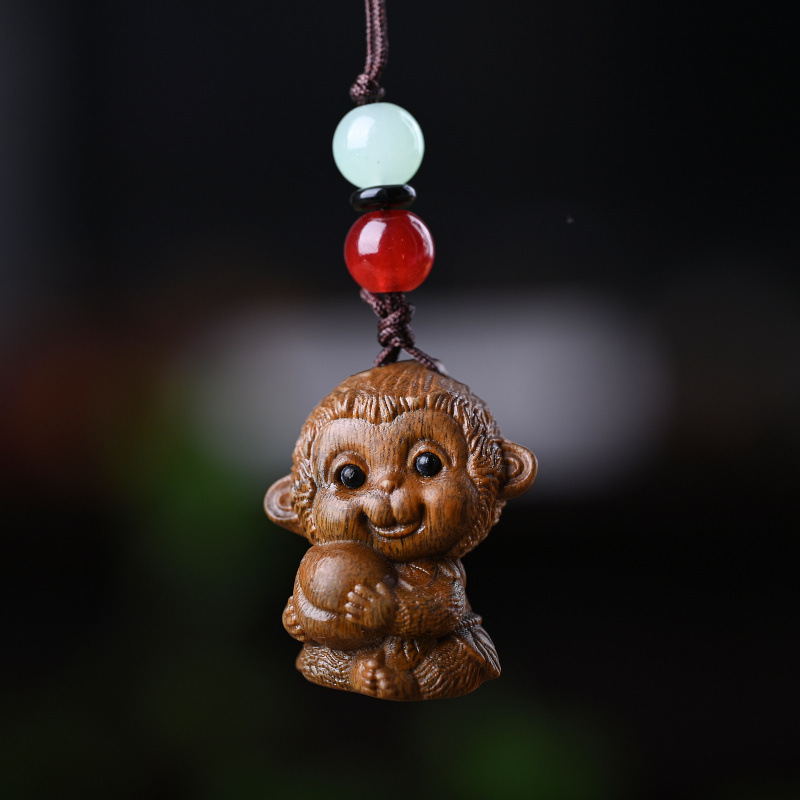 崖柏十二生肖中式百款紫檀香汽车钥匙扣可爱包包手机挂件吊坠|undefined
