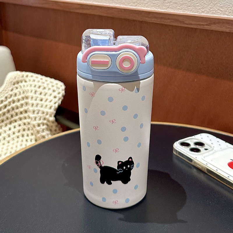 水杯保温杯女生2025新款便携不锈钢茶水分离双饮学生可爱吸管杯子|undefined