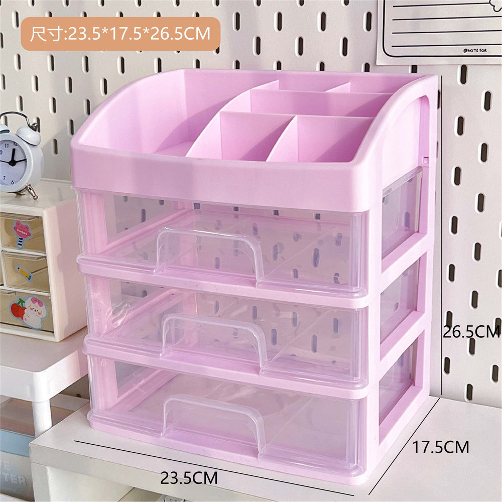 INS caja de almacenamiento de escritorio transparente de múltiples capas caja de almacenamiento de cajones apilables mango de Conejo caja de cosméticos de múltiples capas caja de papelería