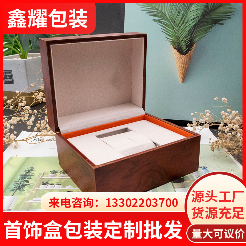 European style high-grade Orange-red Matte solid wood Watch Box fashion Fashion Flip watch storage box Manufactor wholesale