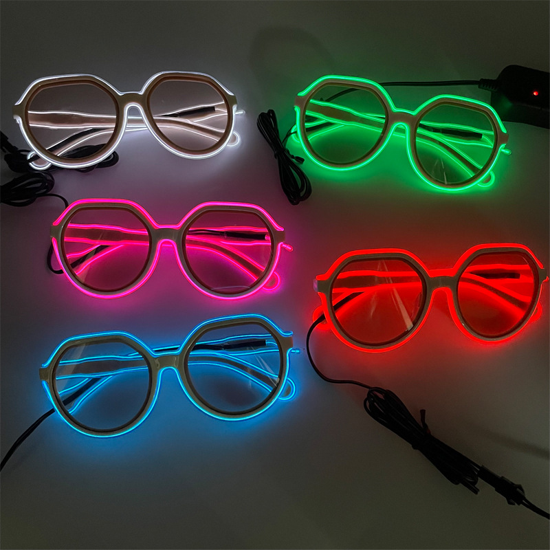Gafas luminosas LED Barra KTV Equipo nocturno Gafas EL Gafas luminosas Oval Retro Moda Tinta Espejo