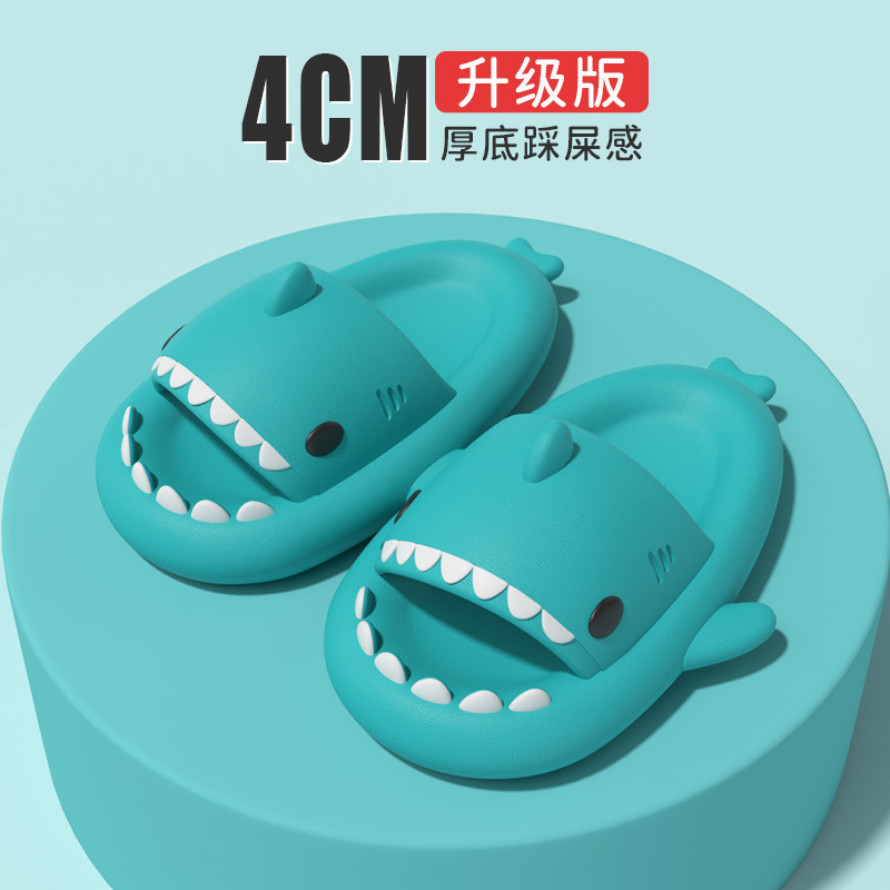 Transfronteriza de segunda generación de fondo engrosado tiburón pareja zapatillas de mujer Zapatillas slip-on interior y al aire libre divertido hogar sandalias de dibujos animados